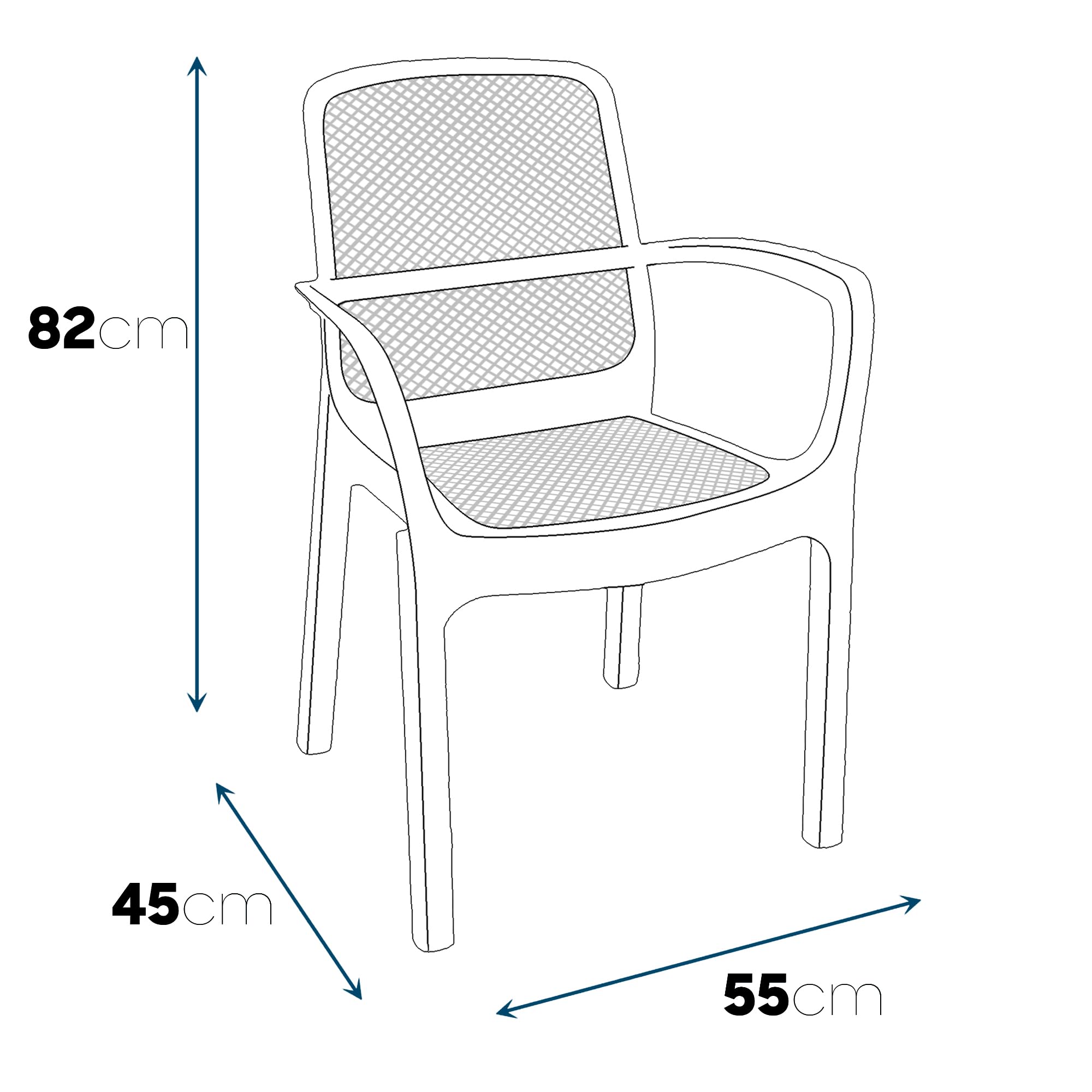 Sicignano | Set per Esterni Sedia Numana Tavolo 90x90cm, Impermeabili, Impilabili, Resistente UV, Ideale per Interno Esterno Bar Ristoranti Locali Commerciali (1, 4 Sedie 1 Tavolo)