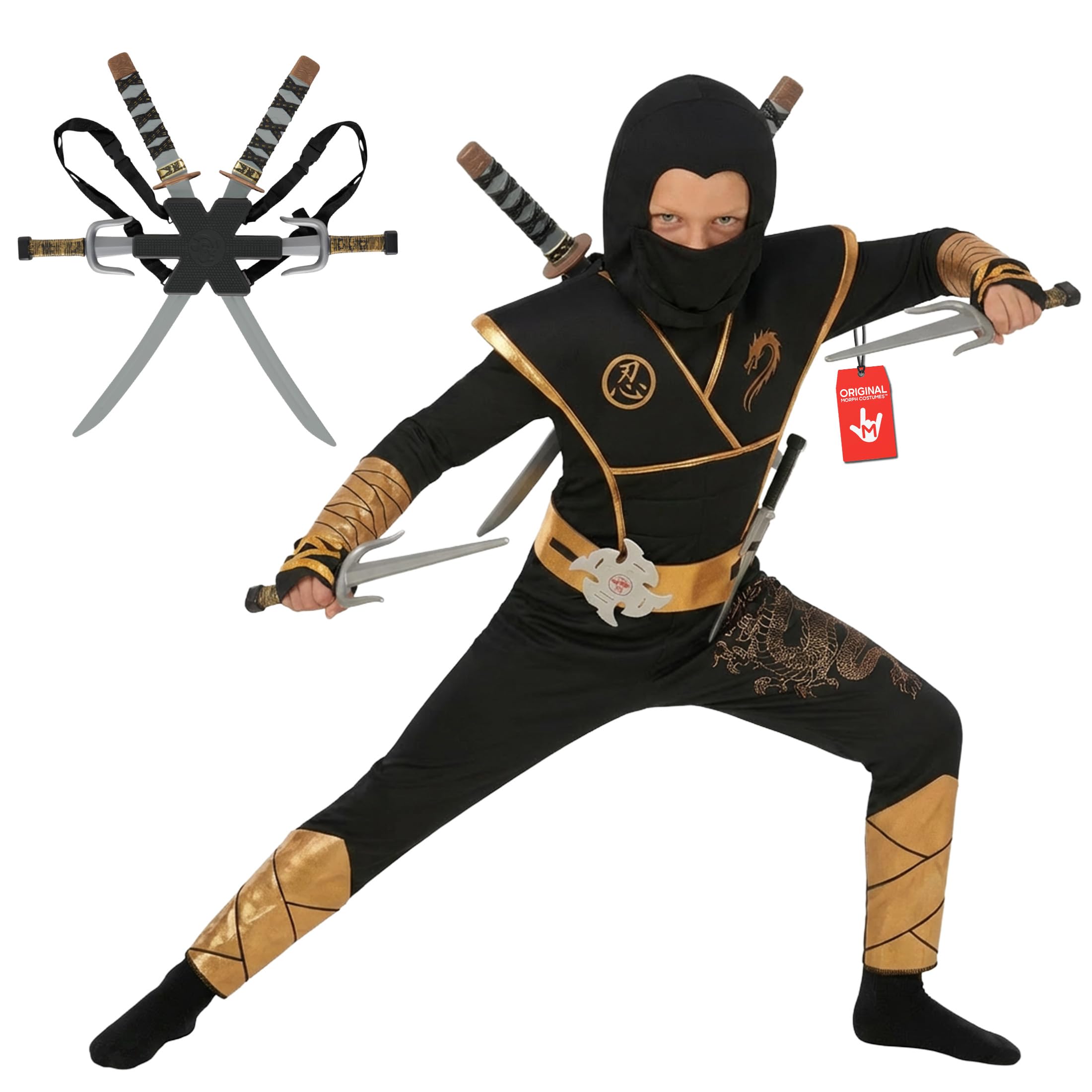 Morph Ninja Kostüm Kinder Jungen & Mädchen, Halloween Kostüm Kinder Ninja, Karneval Kostum Jungen, Fasching