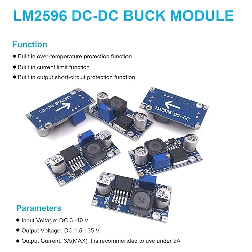 Miniatura 2 de Paquete de 20 reguladores de voltaje de alta eficiencia de CC a CC LM2596 de 3.0-40V a 1.5-35V convertidor Buck DIY fuente de alimentación módulo