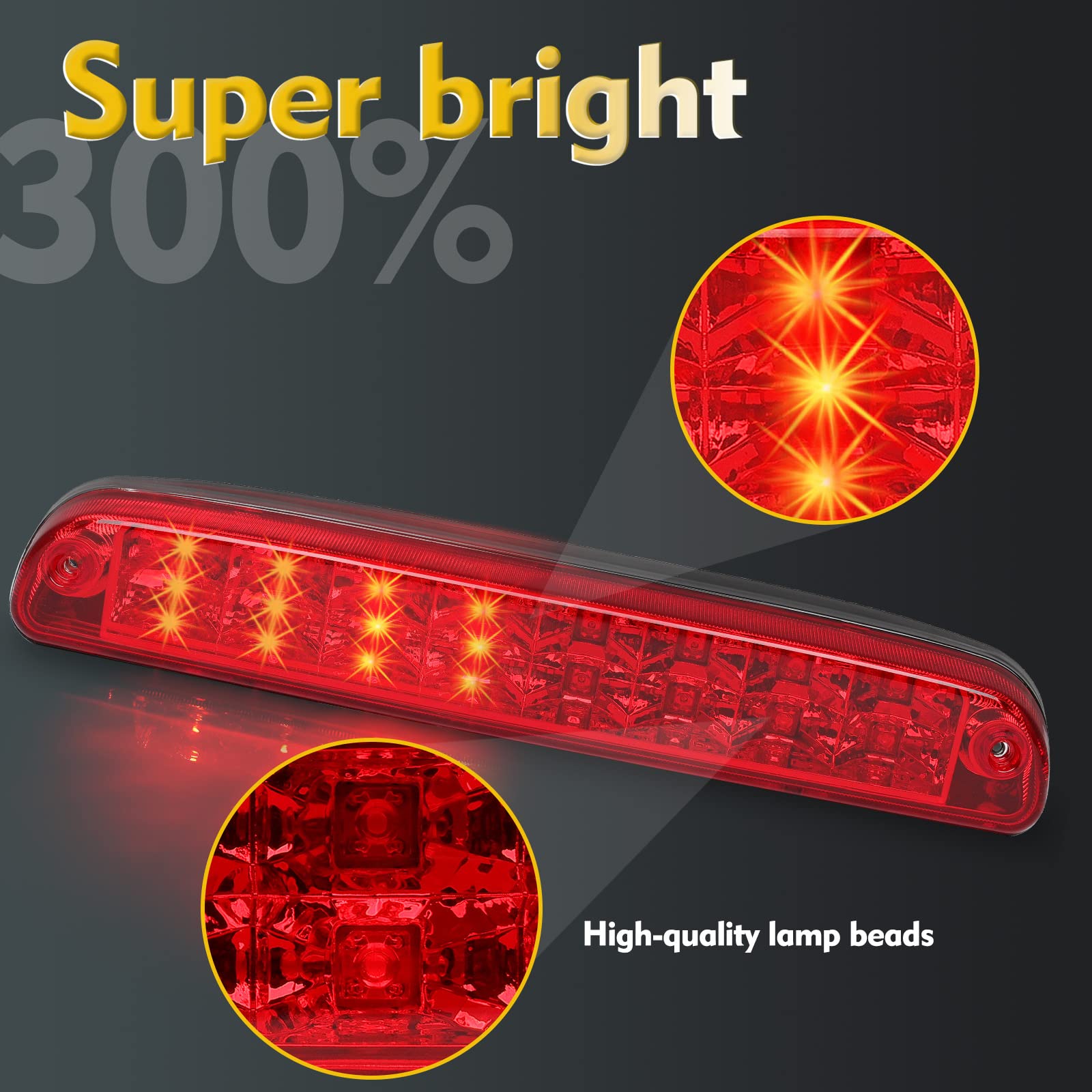 🚨 Tercer Stop LED Para Ford F-250 / F-350 Super Duty 1999–2016 – Negro, Lente Clara, 3 Pines