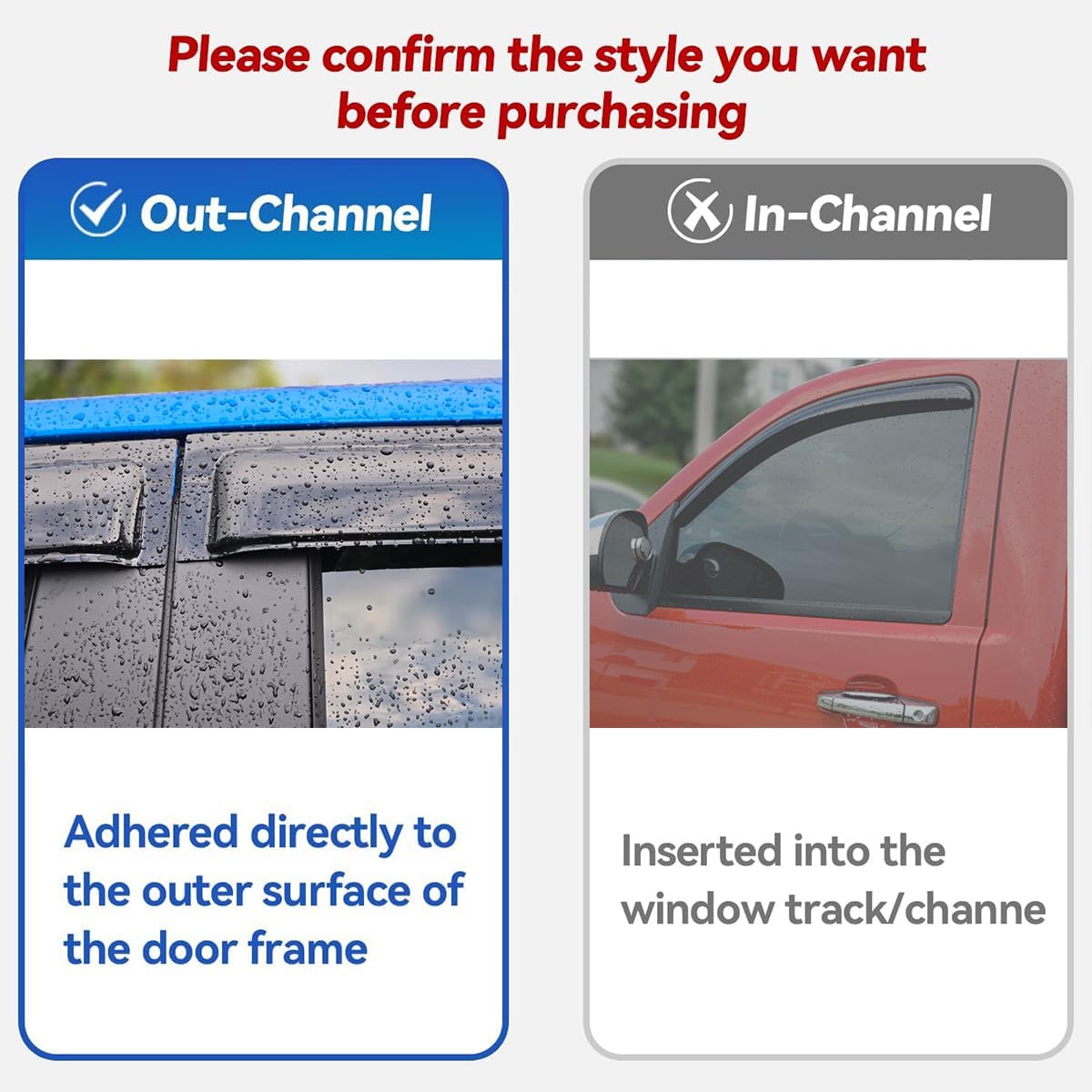 94376 Side Window Visors Wind Vent Deflector,4pcs Outside Mount Tape-On Nice Sun Rain Guards Set for 2015-2019 Subaru Outback