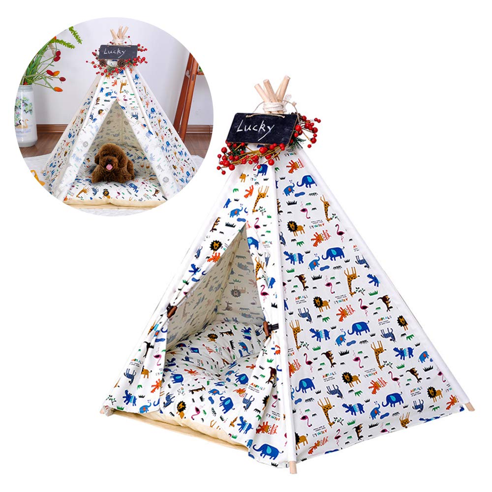 Tipi pour animal en tissu premium avec son lit portable et coussin