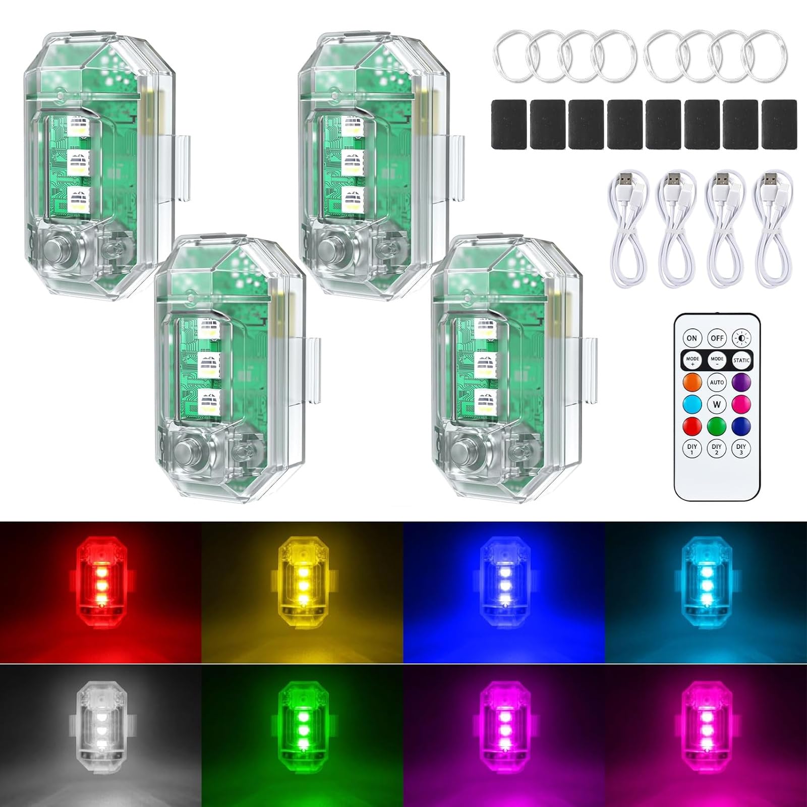 Produktbild von Strobe Drone Light Set – 4 Blitzlichter Mit Fernbedienung, Wasserdicht, Für Drohnen & Outdoor-Aktivitäten