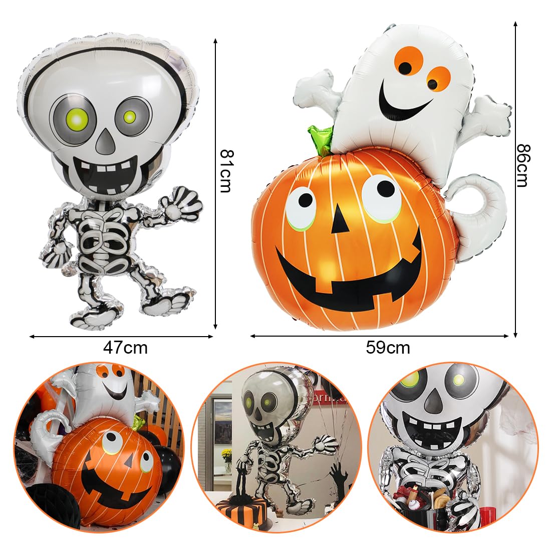17 Stück Halloween Ballon Set - Fledermaus, Kürbis, Geister Für Gruselparty