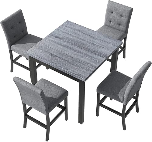 Miniatura 3 de SIYSNKSI Juego de mesa de comedor de 5 piezas de alta calidad, mesa de comedor rectangular de mármol con 4 sillas de asiento tapizadas de terciopelo
