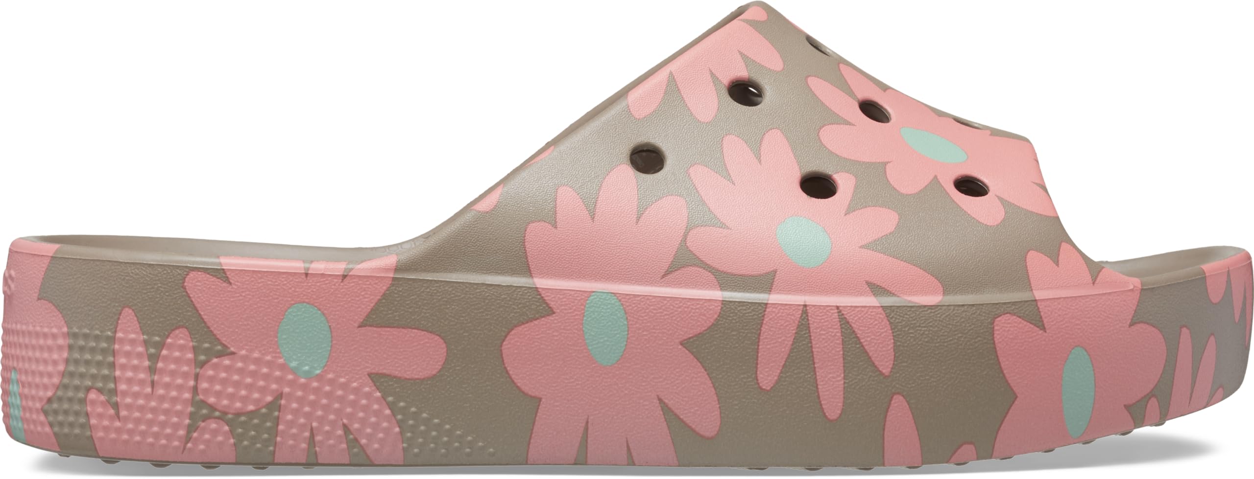 Crocs Women's Classic Platform Slide | Platform Sandals, Mushroom/Multi, 9 Women