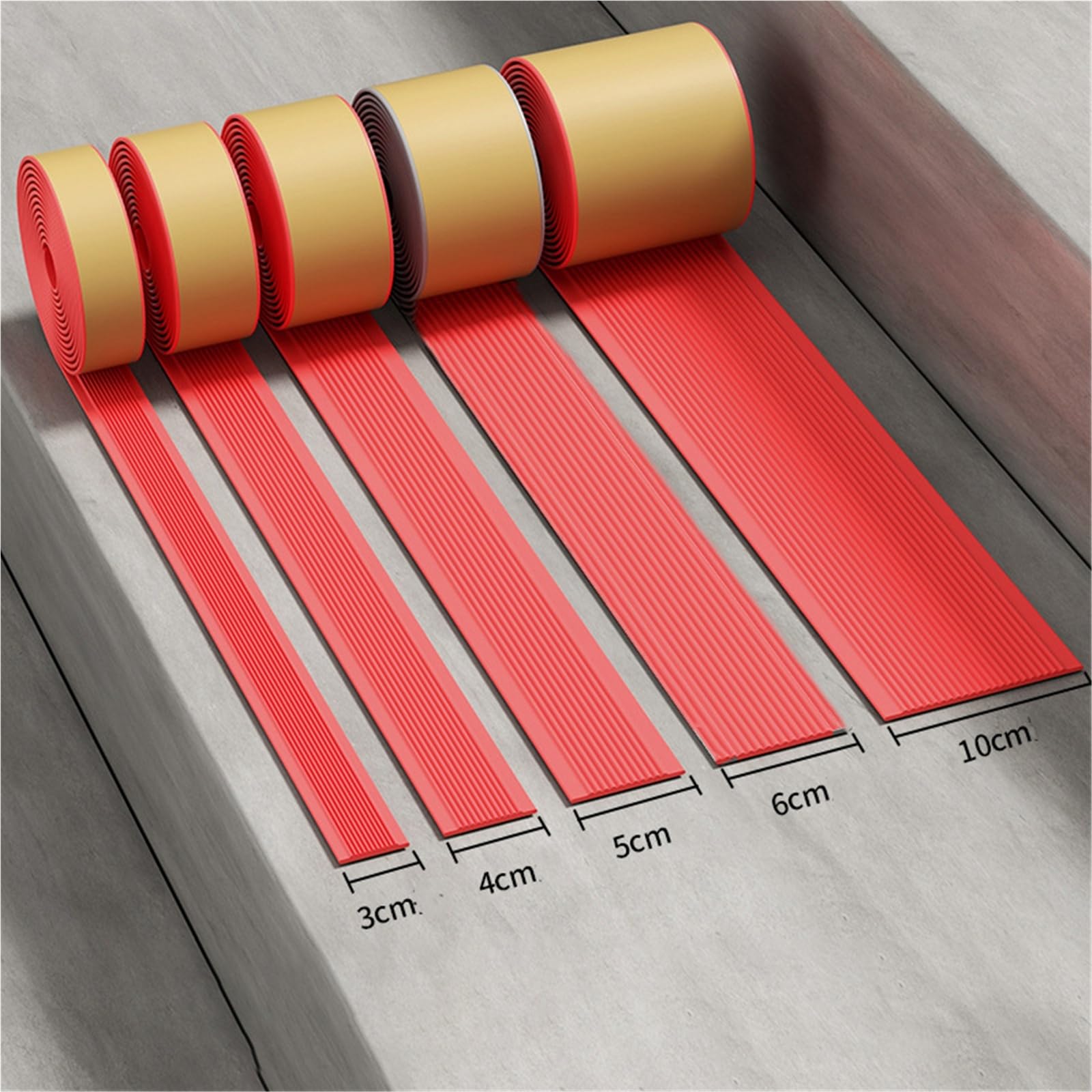 Kantenschutz Gummi Rutschfeste Treppenleiste, rutschfeste Stufen, Treppenschutz, Teppichpolster, Matte, selbstklebend(Red Width 10cm)