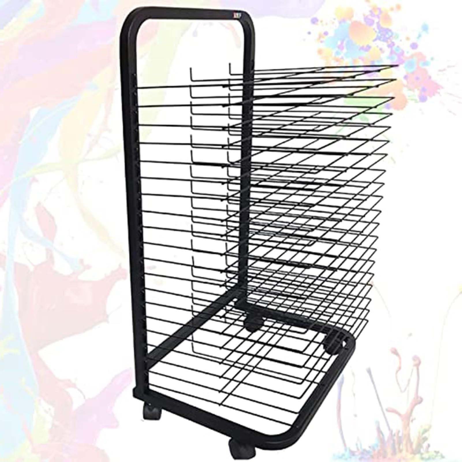 Aioneer Art Drying Rack - Sturdy Metal Art Rack, Steel Drying Painting Racks, Mobile Classrooms Drying Rack 20/25/30 Flexible Shelves Mobile Cart -Perfect For An Art Organizer, Paintings,20Shelves