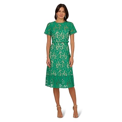 Adrianna Papell Lace Soft Skirt Midi Dress Women