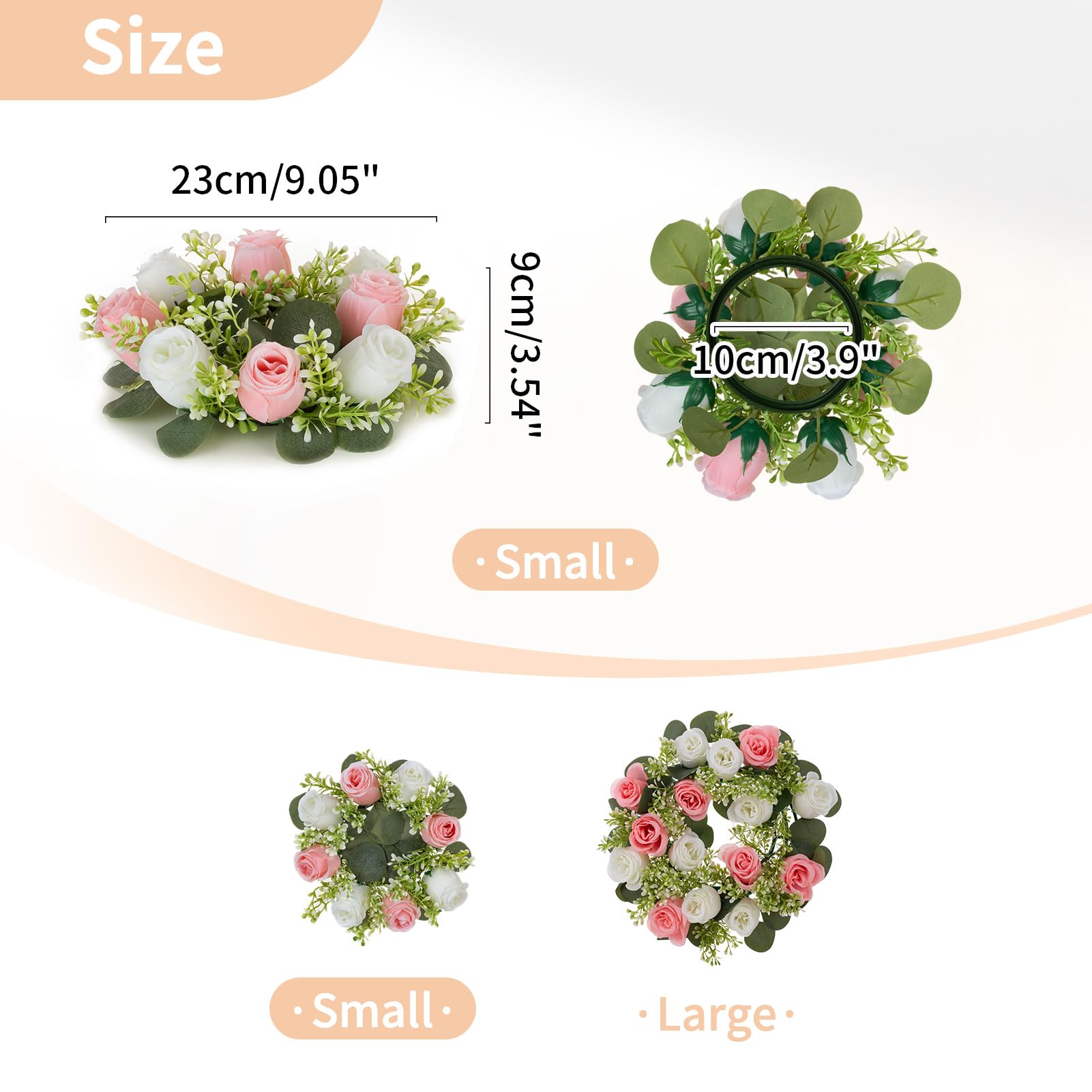 Nuptio Centrotavola Fiori Ghirlande per Decorazioni - 6 Pezzi 22cm Diametro Rosa & Bianco Piccole Rose Matrimonio Fiore Artificiale per DIY Matrimoni Cerimonia Anniversario Festa Casa