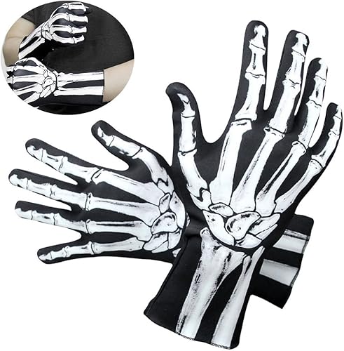 Miniatura 2 de Amosfun Guantes de esqueleto de Halloween, guantes de esqueleto de dedo completo, unisex, para fiesta de Halloween, cosplay, accesorio de disfraz de