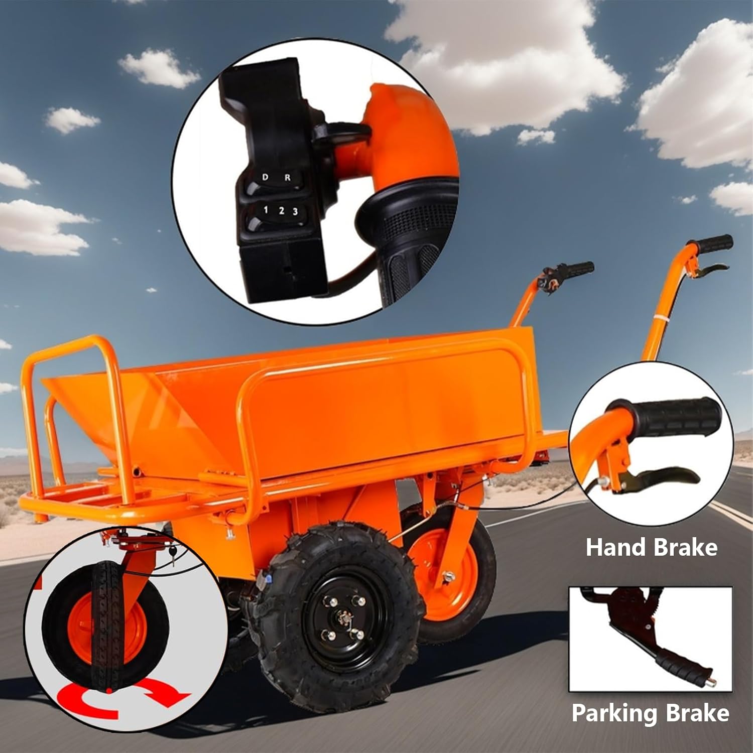 Electric Wheelbarrow,Wheel Barrow Heavy Duty,Powered Wheelbarrow,48v 20ah, 1500w Motor with a Maximum Capacity of 881 Pounds Suitable for Working in Various Environments