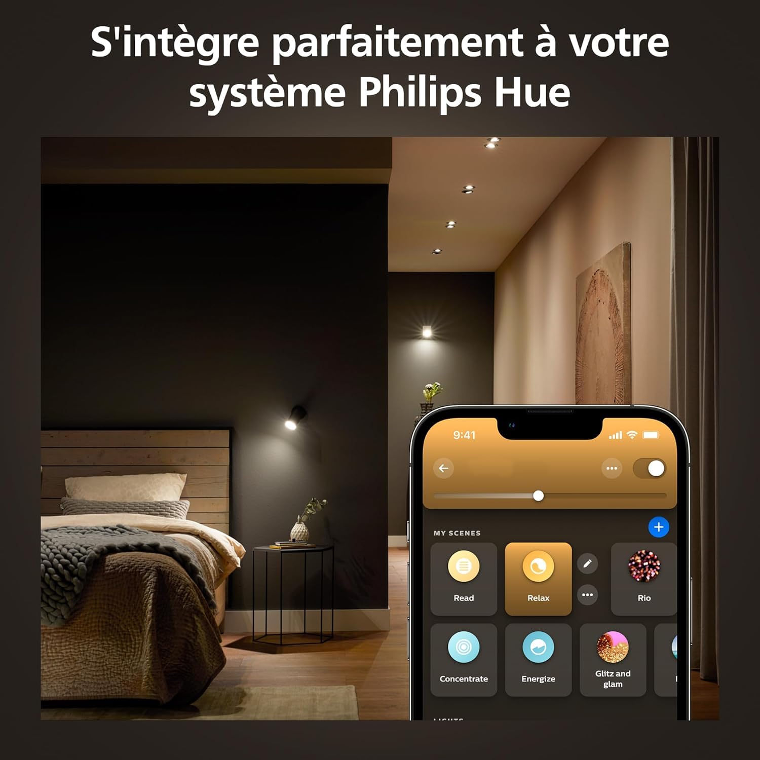 Philips Hue White Ambiance Ampoule LED connecté Pack de 3, culot GU10, 400 lumens, Compatible Bluetooth, fonctionne avec Alexa, Google Assistant et Apple HomeKit