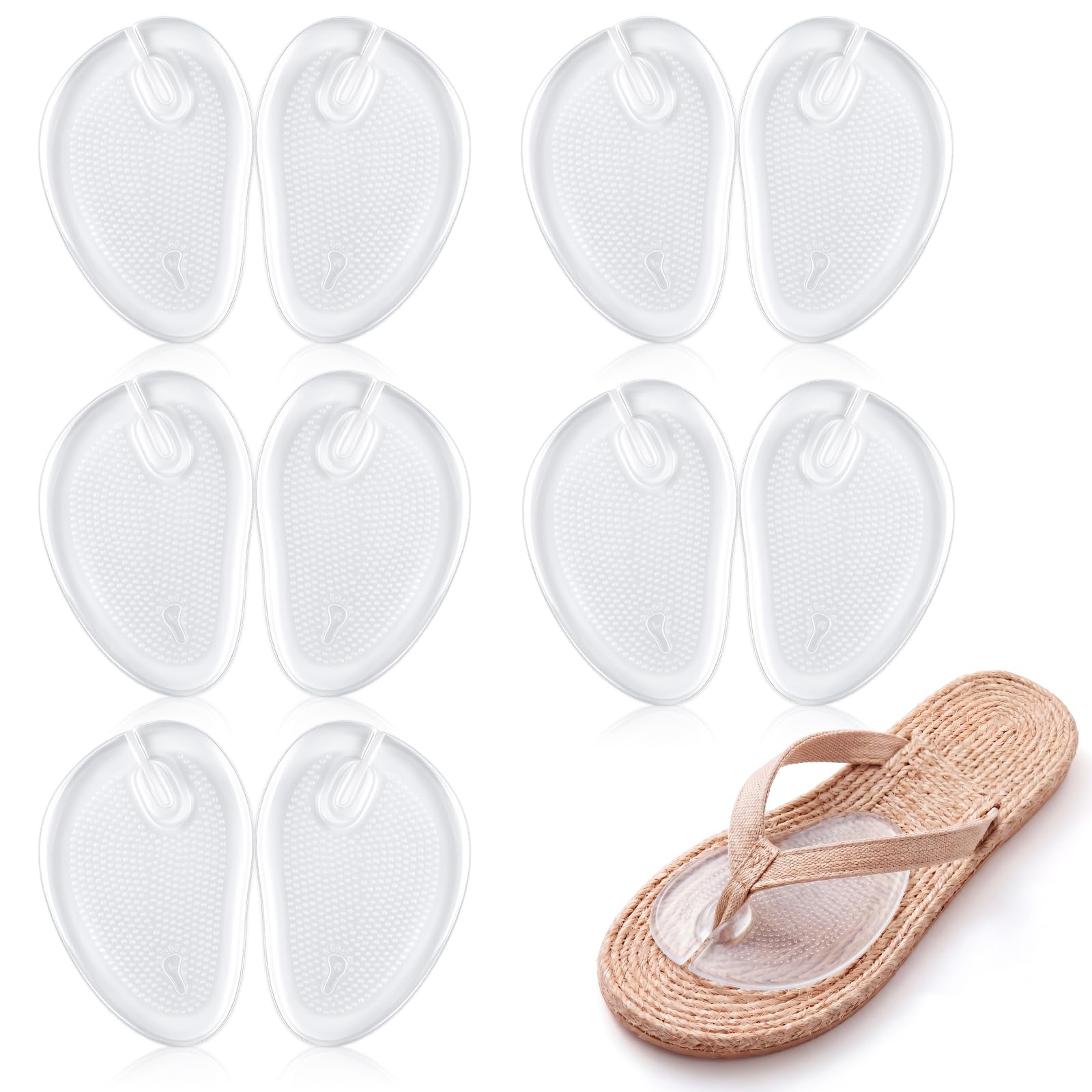 Handepo 6 Pairs Gel Toe Protectors for Thong Sandals, Forefoot Cushion