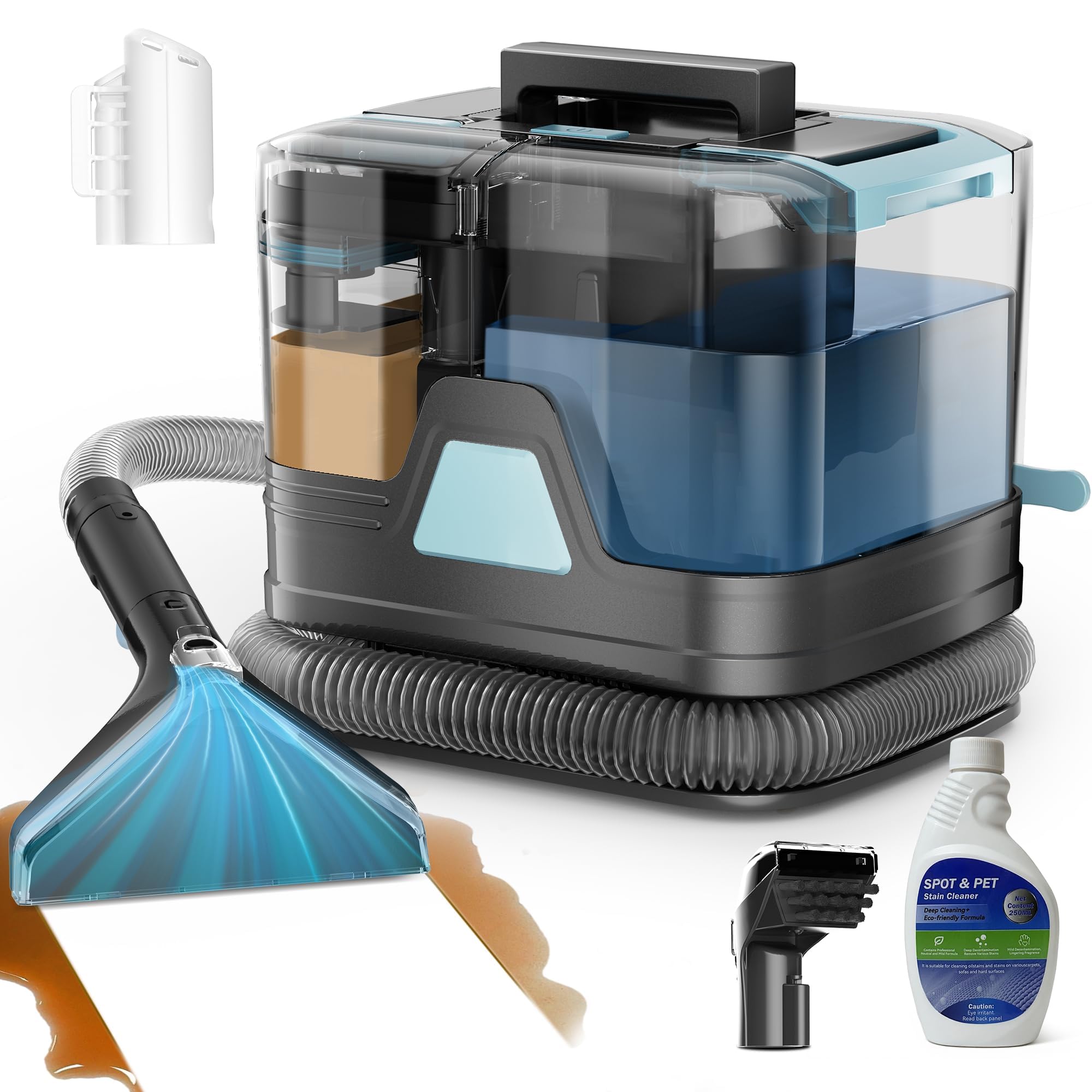 Photo 1 of DEVOAC C8 Portable Carpet Upholstery Spot Cleaner Machine with Versatile Tools, Self-Cleaning, Powerful Suction, Pet Stain Remover, Car and Auto Detailer (Cyan)