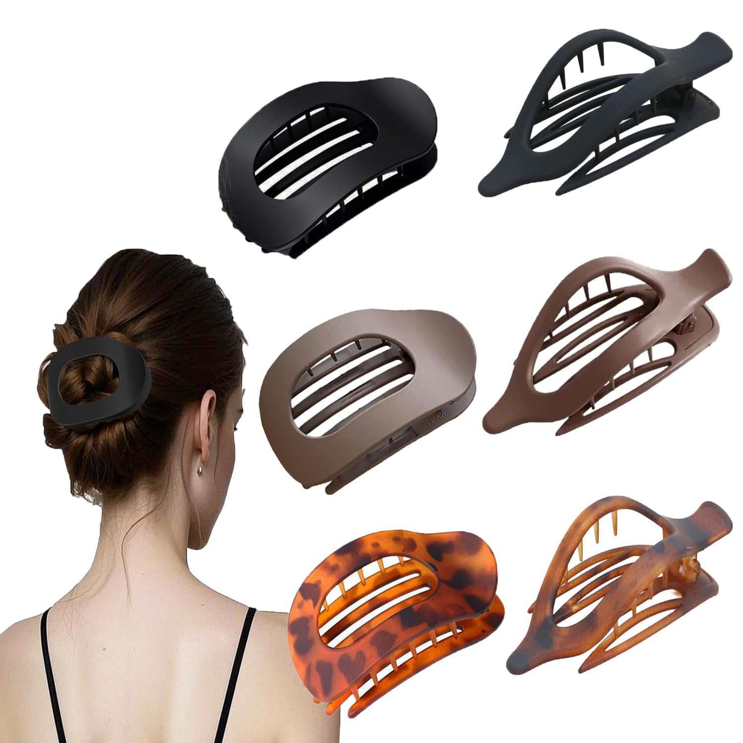 6 PCS Flat Hair Clips for Women Curved Design, Strong Hold for Thin Thick Hair Hair Accessories for Women and Girls (Combination)