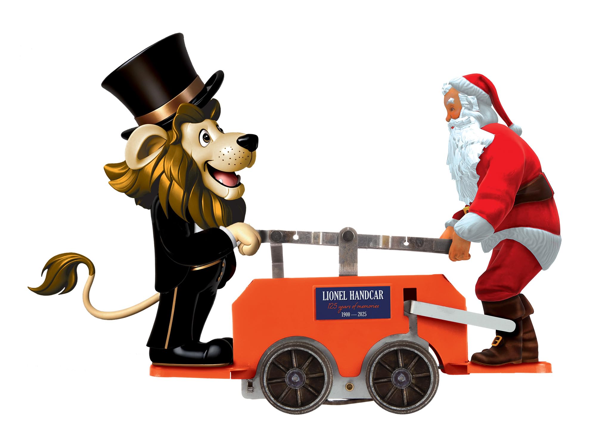 Lionel Lenny and Santa Orange O Gauge Model Train Windup Handcar