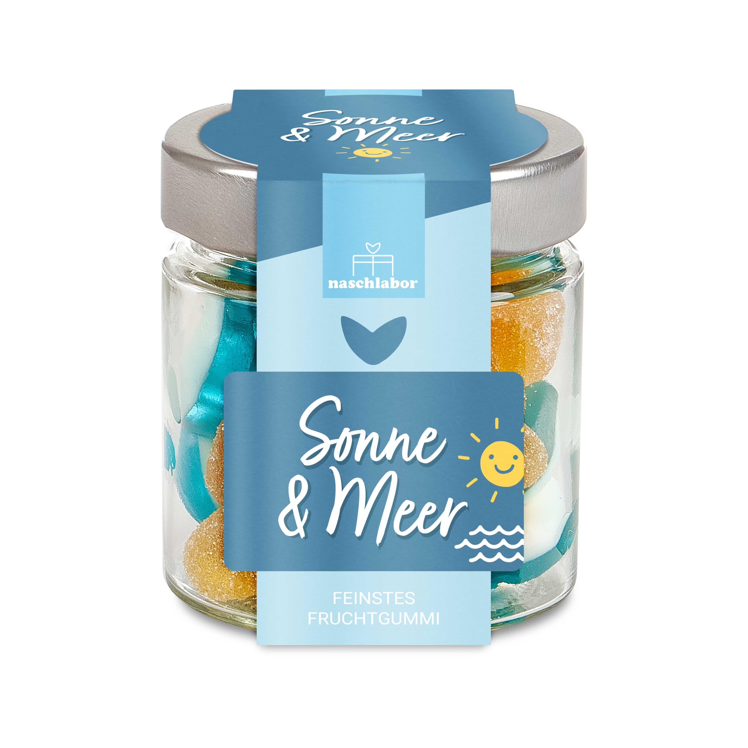 Fruchtgummi Geschenkglas Sonne & Meer 120g | Geschenk für die Liebsten | Das Mitbringsel für deine Freunde | Sommer | Strandparty | Vitamin Sea | Perfekt für sonnige Tage | Für Sommerliebhaber