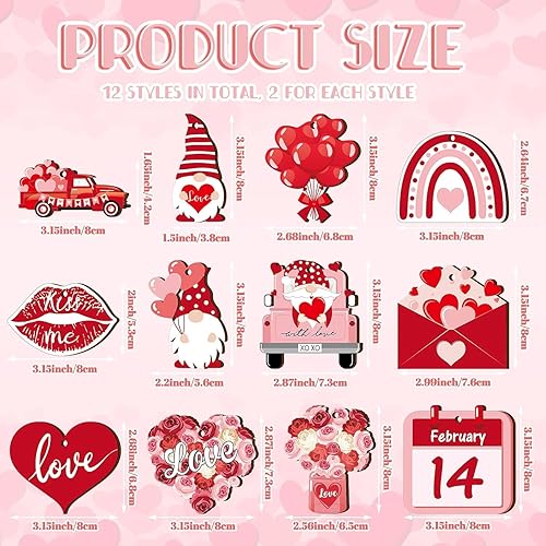 Miniatura 2 de mdgfge Adornos de madera para el día de San Valentín, gnomos colgantes de corazón de amor feliz San Valentín, recortes de madera, decoración para el