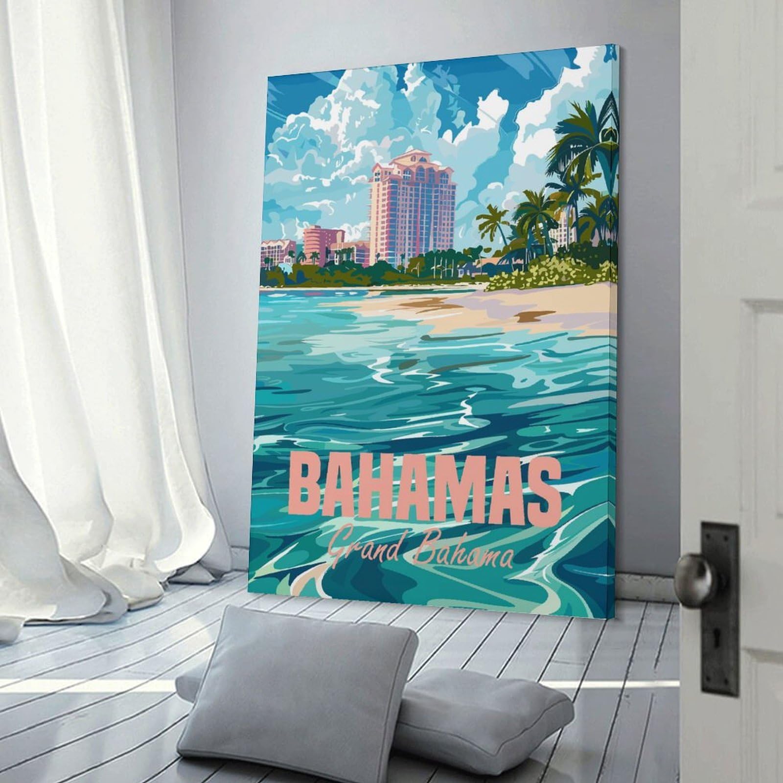 Junmoney Grand Bahama Bahamas Room Decor Wall Art, 20x30inch(50x75cm), for Bedrooms, Workspaces And Everyday Interiors, An Adaptable Decor Piece for Home Use