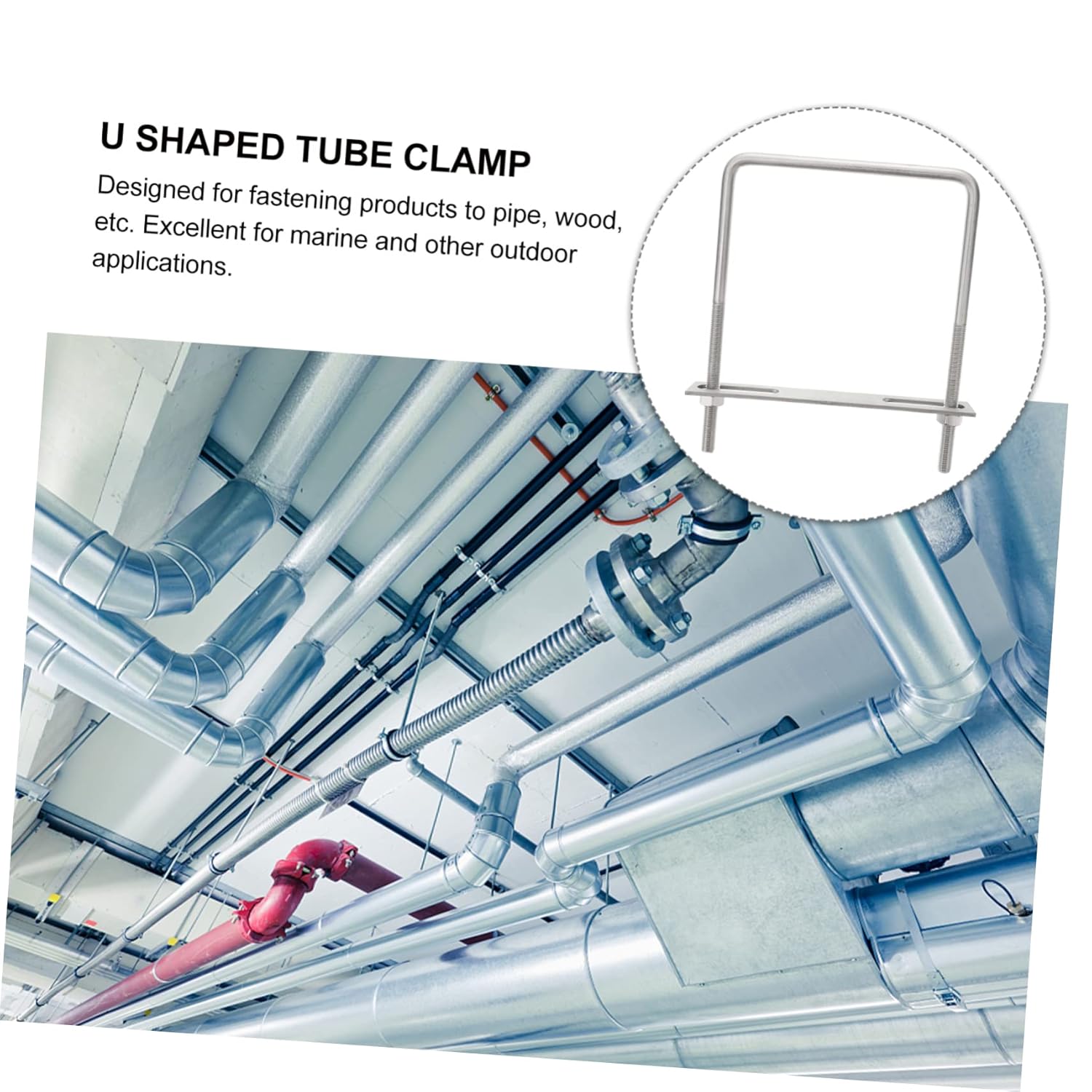 4Pcs Square U Bolts Stainless Steel U Shape Bolts for Boat Trailers Automotive Plumbing Applications High Hardness Fasteners