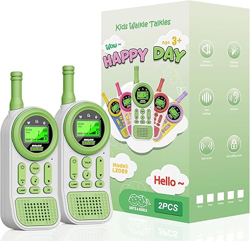Walkie Talkies para niños: juguetes para niños de 3 a 12 años de edad, 22 canales, juguete de radio de 2 vías con linterna LCD retroiluminada,