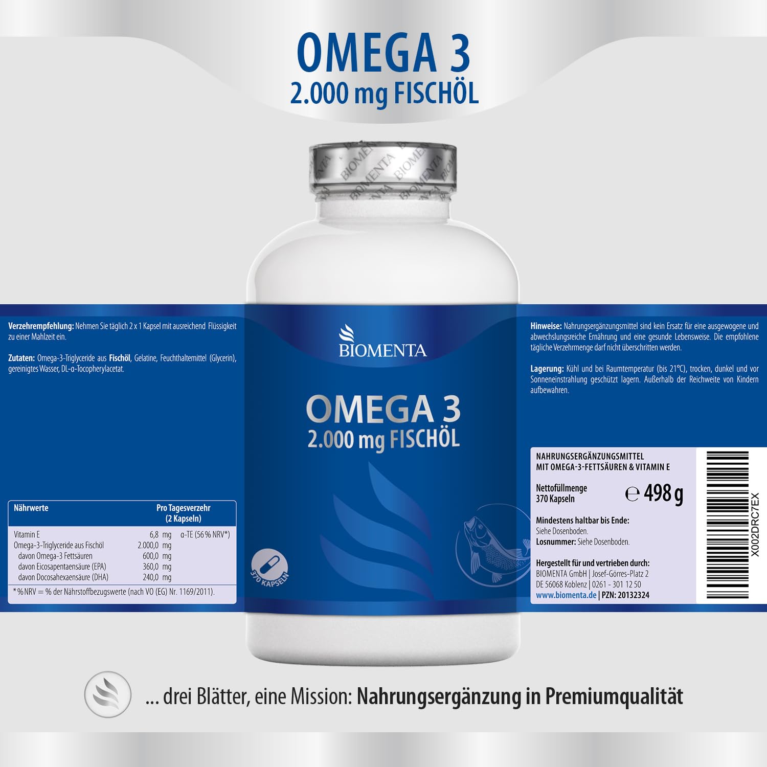 Calcium Magnesium Zink + Omega 3 + Vitamin D3 20.000 IE Bundle