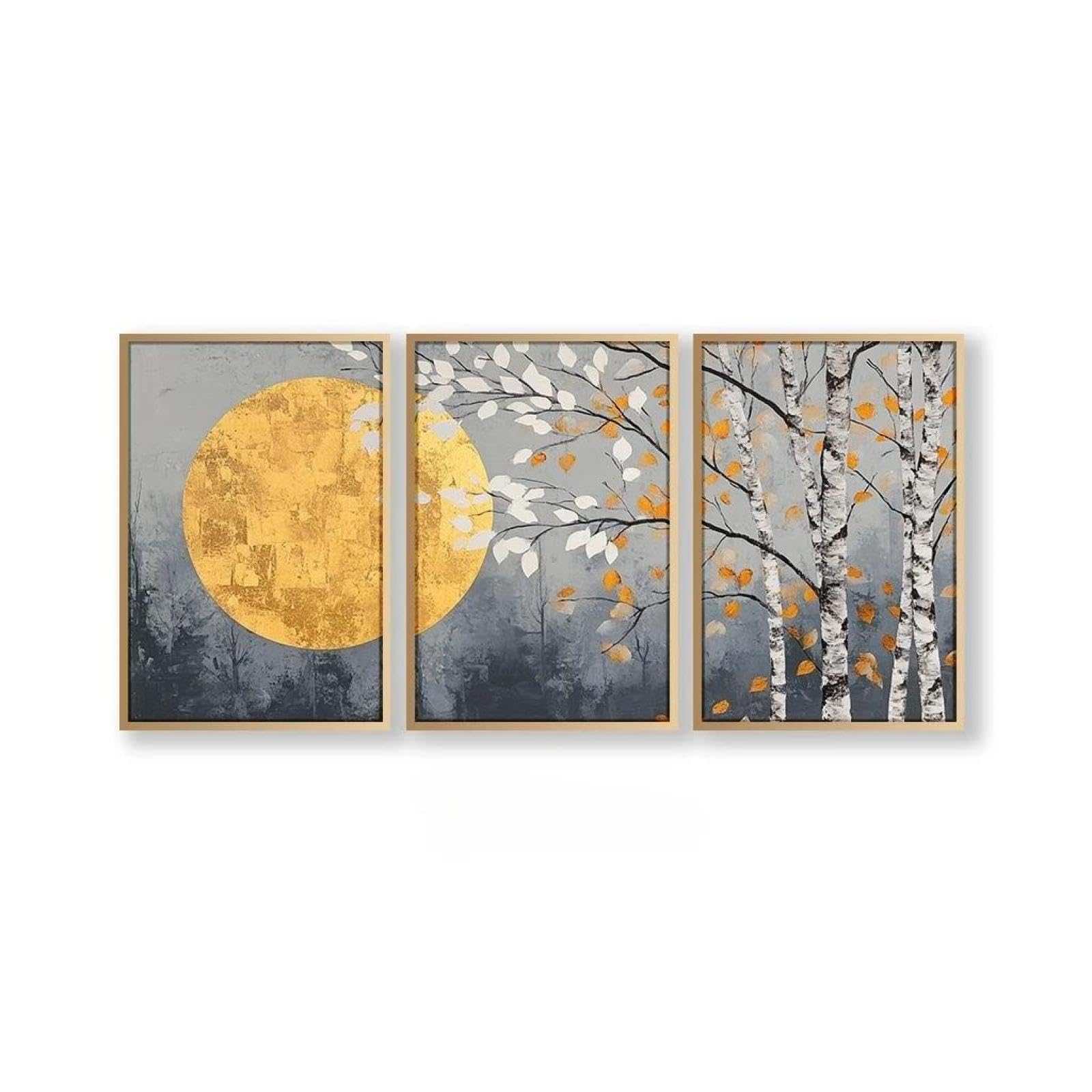 Yocheng 3pc Dead Tree And Moon Canvas Wall Art, Art Piece, Nature Art, Art Piece, Living Room Or Office 40x60cmx3 No Frame