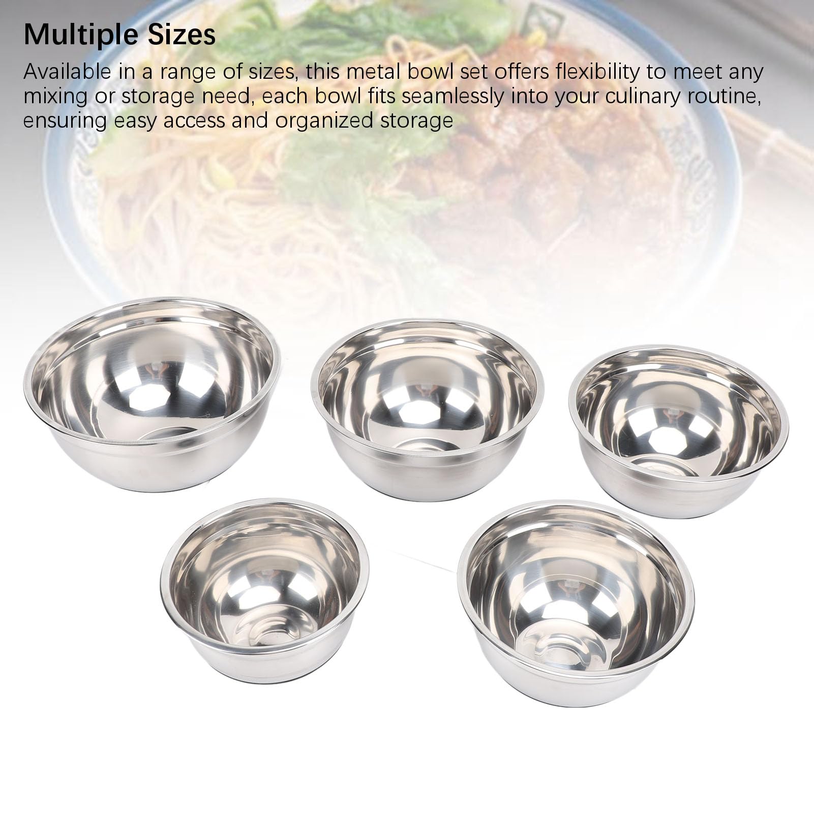 5 Pezzi Ciotole In Acciaio Inossidabile Con Coperchi, Cottura Multiuso E Miscelazione Del Set Di Ciotole Per Verdure Insalata Di Uovo Di Uovo, Preparazione E Conservazione Degli Al (ObTUESSSDQ-11)