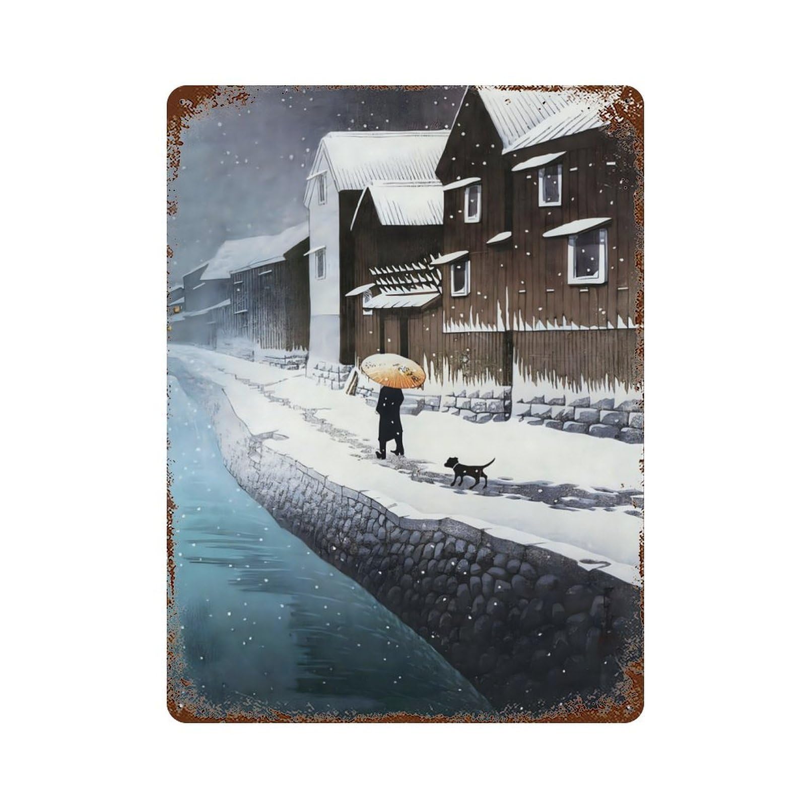Garage Style Snow at Handa Rustic Tin Plaque 15.7"x11.8", Industrial Home Decor for Bar And Workshop