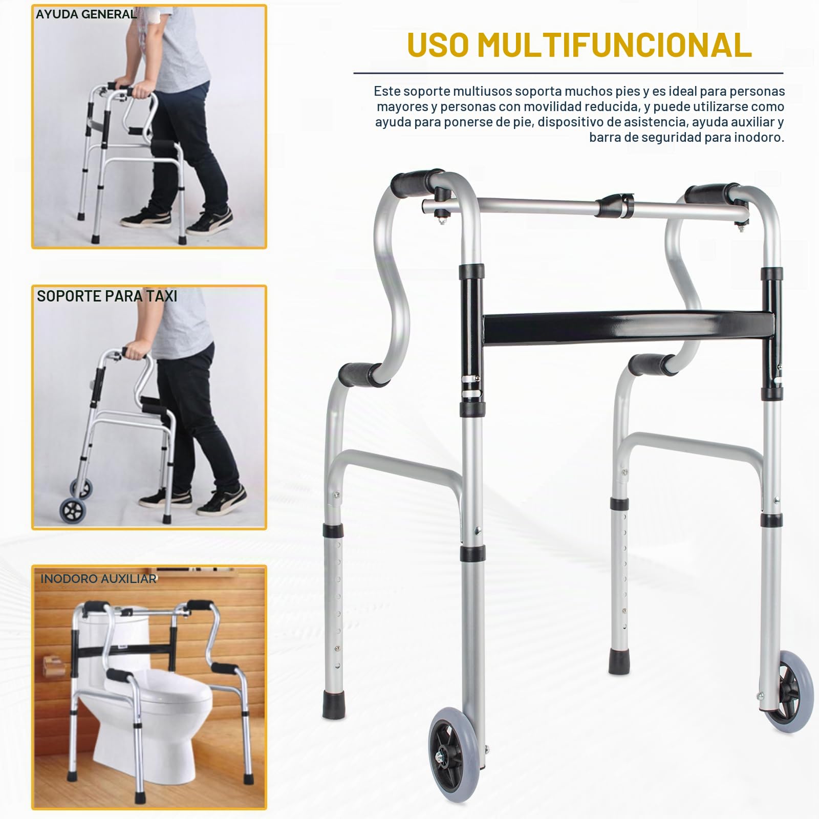OUUTMEE - Ayuda para caminar para personas mayores, ligera, regulable en altura, de aluminio, Mobiclinic