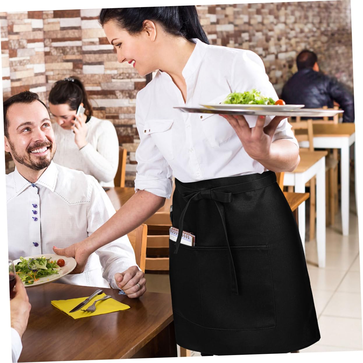 ABOOFAN 5 Piezas Delantal Corto con Bolsillos para Teterías y Cafeterías Unidades para Personal de Servicio y Restaurantes