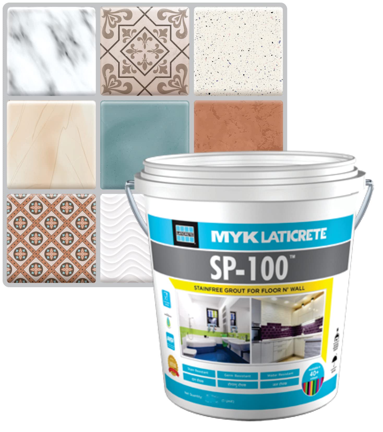 MYK LATICRETE SP-100 Stainfree Epoxy Grout for Floor & Wall (88 Silver Shadow) Hardener :70g Resin :180g & Filler 750g) 1kg Silver Color epoxy Grout