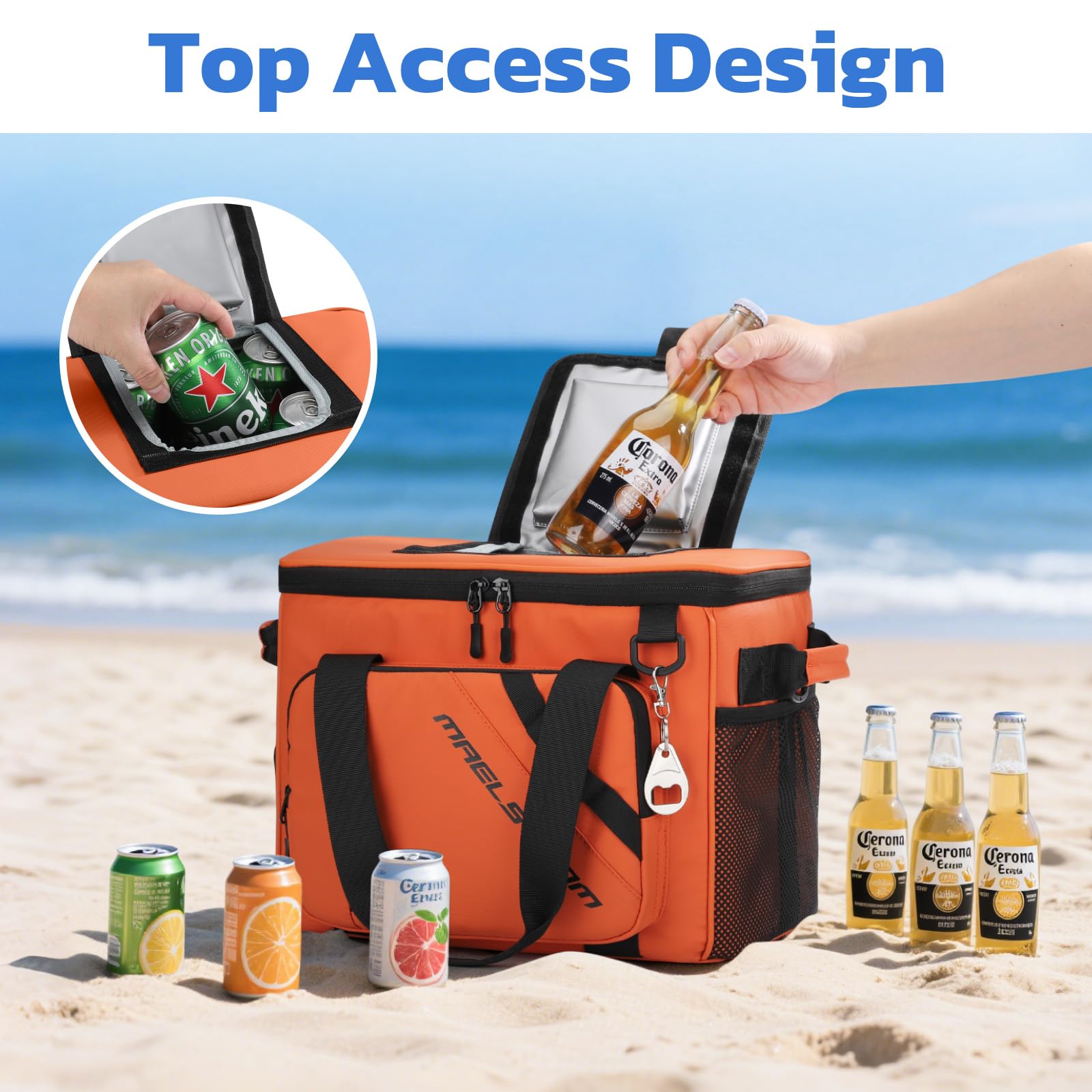 Maelstrom Kühltasche 25L, Faltbare isolierte Kühltasche mit Schnellzugriff | 5-Schicht-Isolierung, 16 Std. kalt, auslaufsicher, wasserdicht, mehrere Taschen, Flaschenöffner, Strand, Camping & Picknick