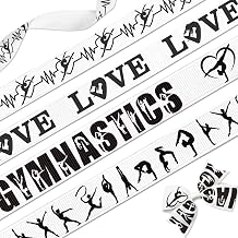 4 Pack Gymnastics Grosgrain Ribbons, 5/8" & 7/8" x 3 Yards Each, Black Sports Themed Ribbon for Dance Competition Awards Gift Wrapping Team Decor