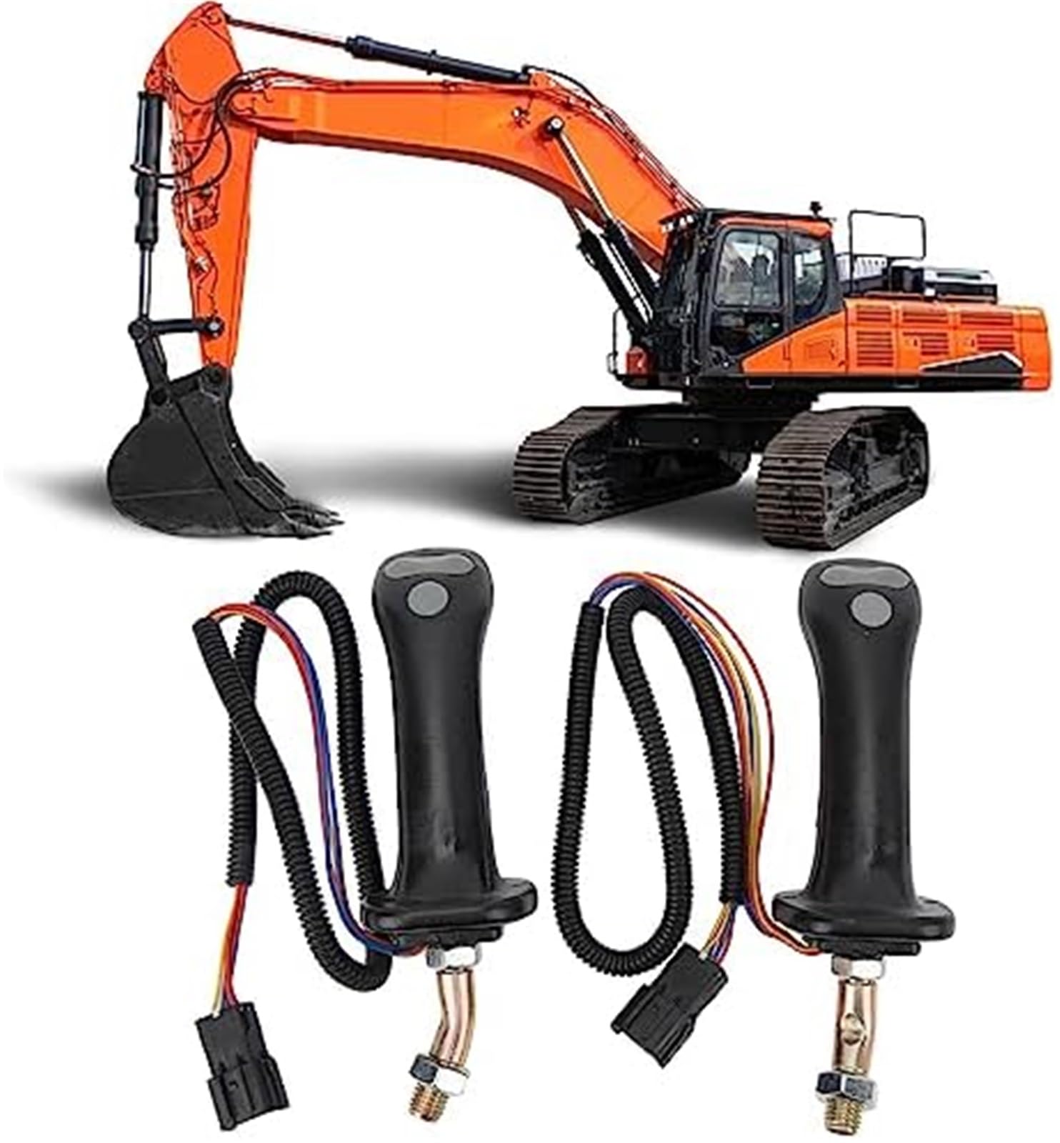 Poignée de joystick d'excavatrice 3 boutons 6 broches alliage d'aluminium noir for MINI DH DX150 215 225 300 37020119C