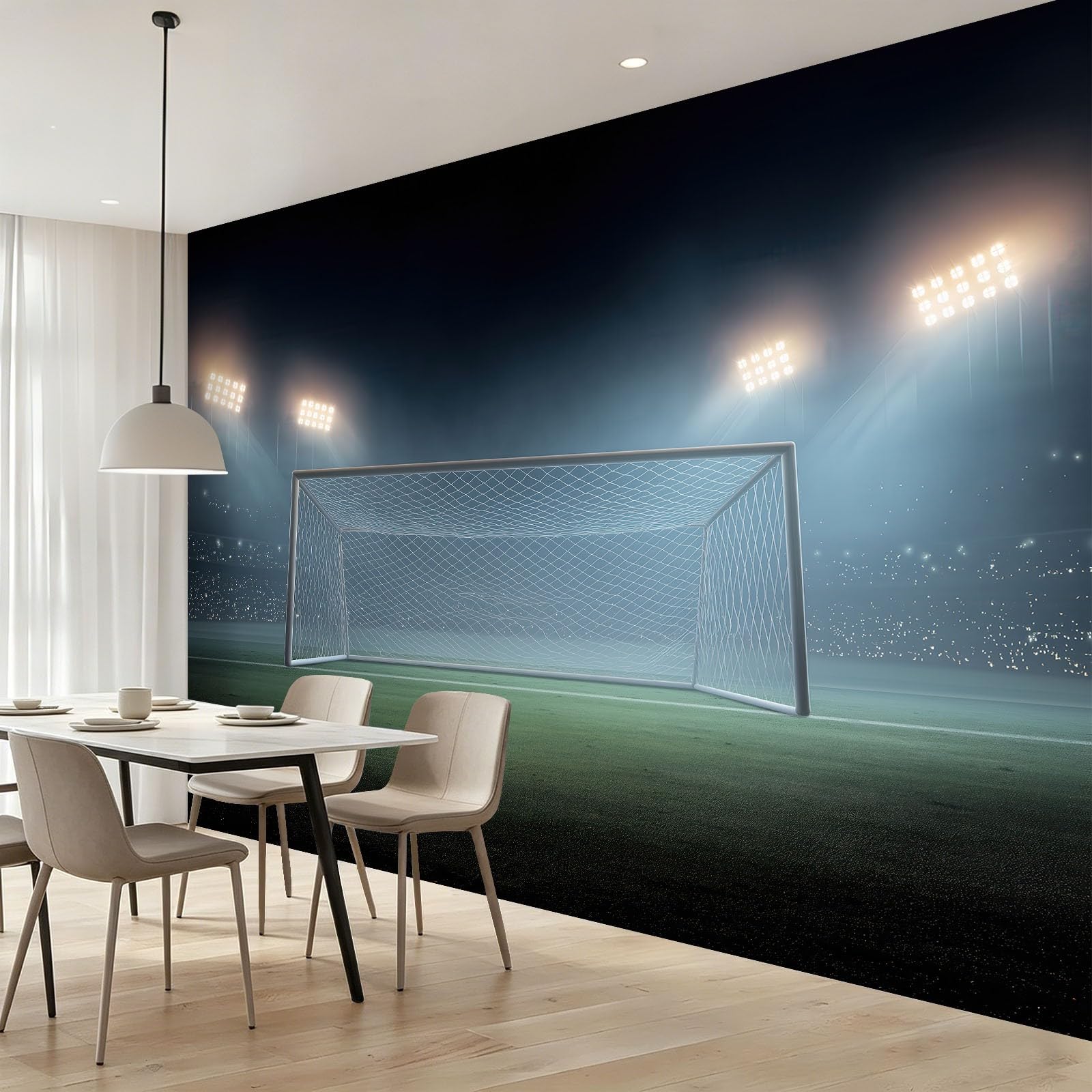 Fototapeta sportowa piłka nożna boisko do piłki nożnej fototapeta do sypialni pokoju sportowego, 300 x 210 cm fototapeta artystyczna, kolor zielony
