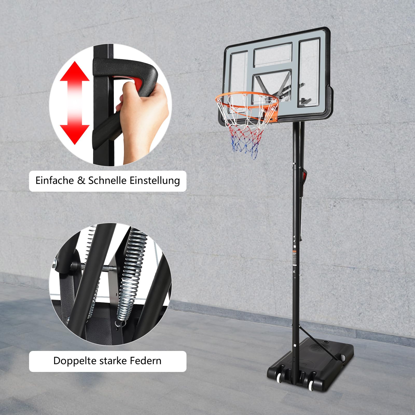 Supporto da basket regolabile in altezza da 170 a 305 cm