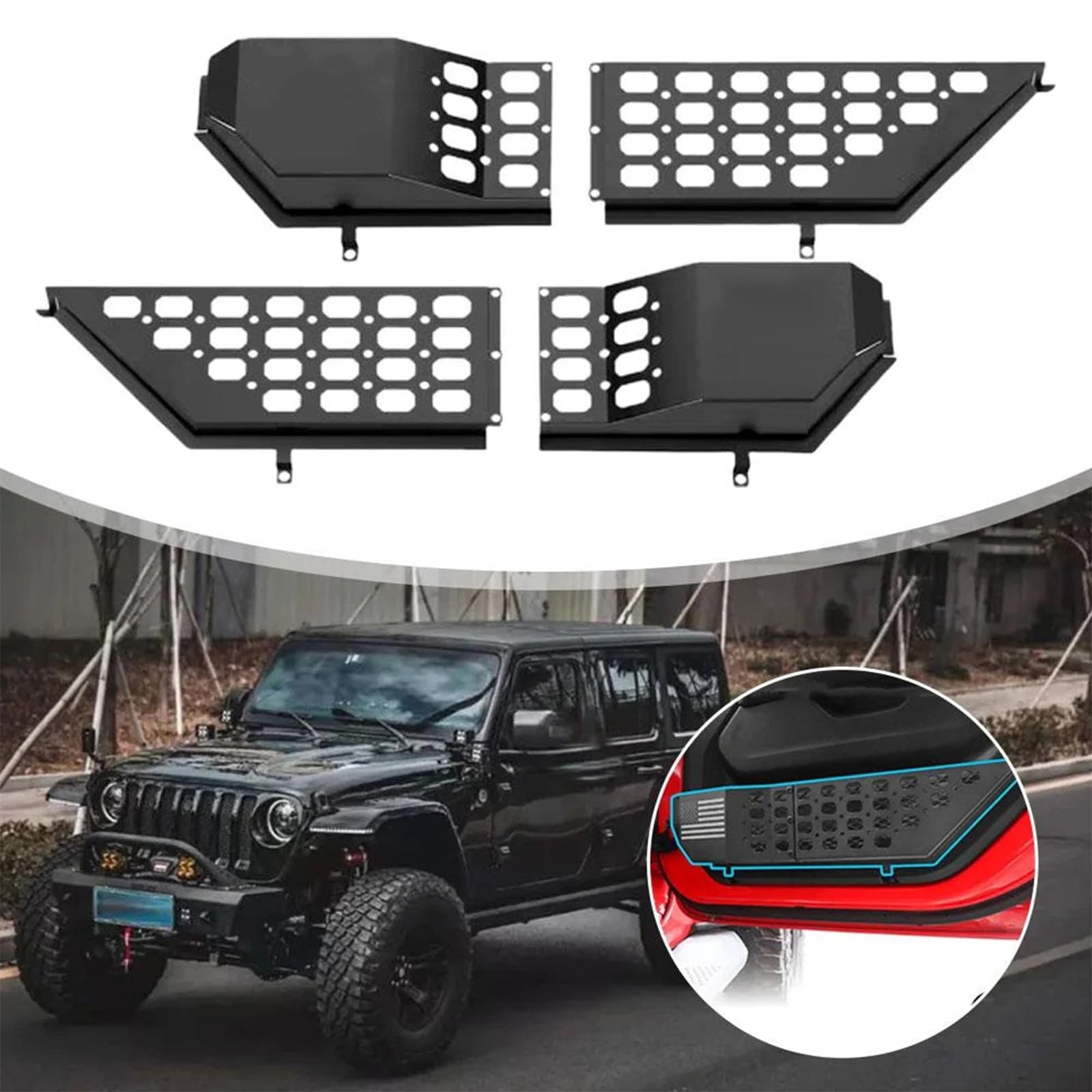 Caja De Almacenamiento De Puerta Delantera Para Jeep Wrangler, Caja De Almacenamiento De Metal, Organizador Lateral De Puerta Para Jeep Wrangler JL JLU 4xe 2018-2024