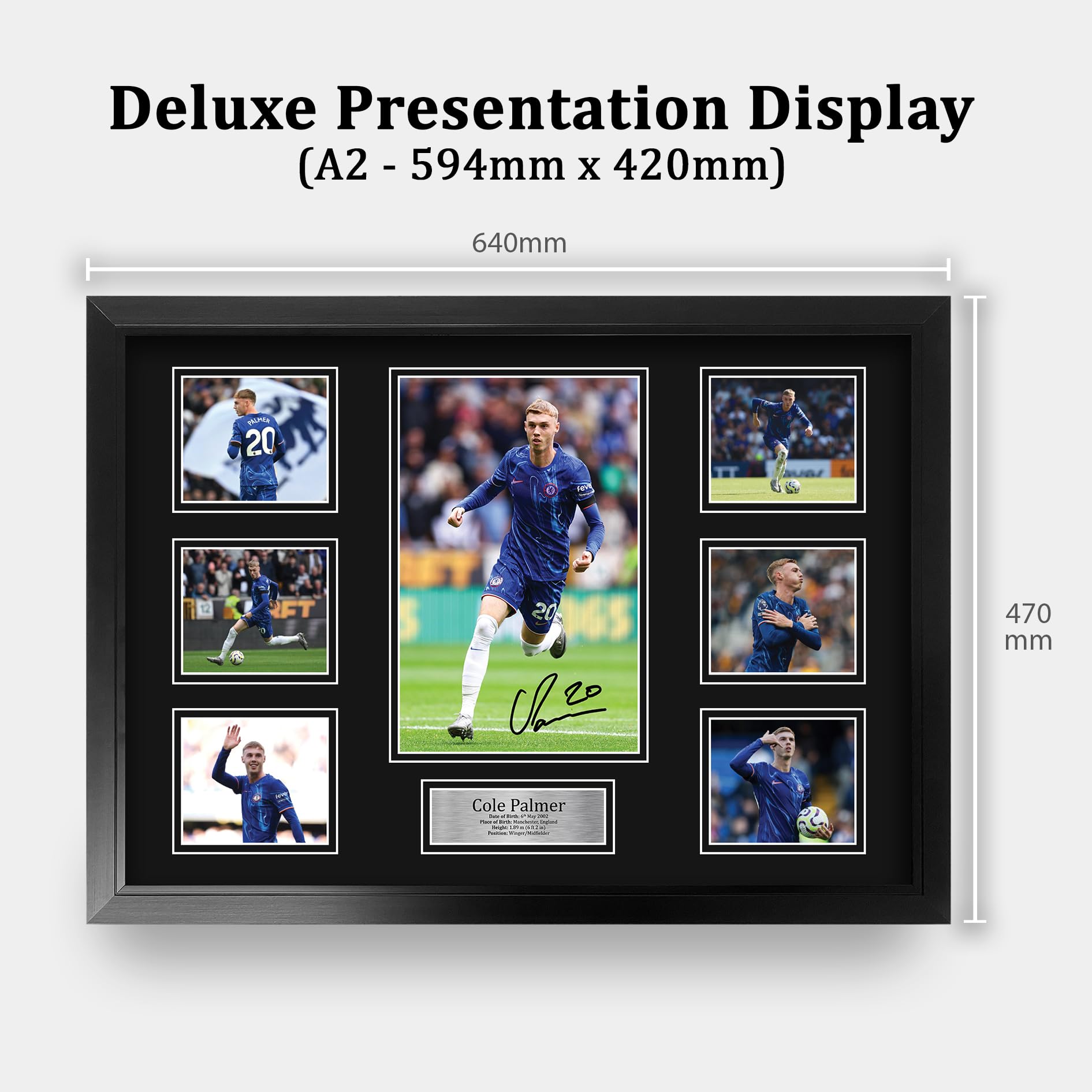 HWC Trading Cole Palmer Chelsea Memorabilia Stampati Autografo Firmato Esposizione Della Fotografia Per Gli Appassionati Di Calcio E Sostenitori - A2 Incorniciato