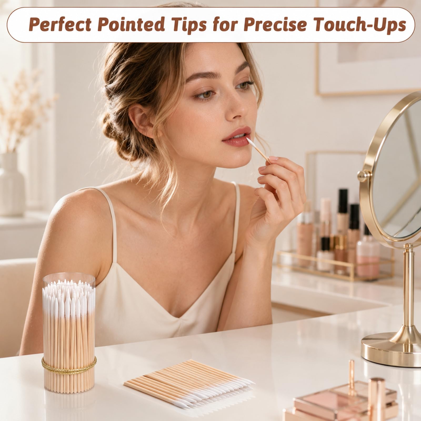 1000 sztuk patyczków higienicznych ze spiczastą końcówką, precyzyjne, z drewnianym uchwytem Microblading, aplikatory do czyszczenia, lakieru do paznokci, korekcji brwi, tatuaży kosmetycznych