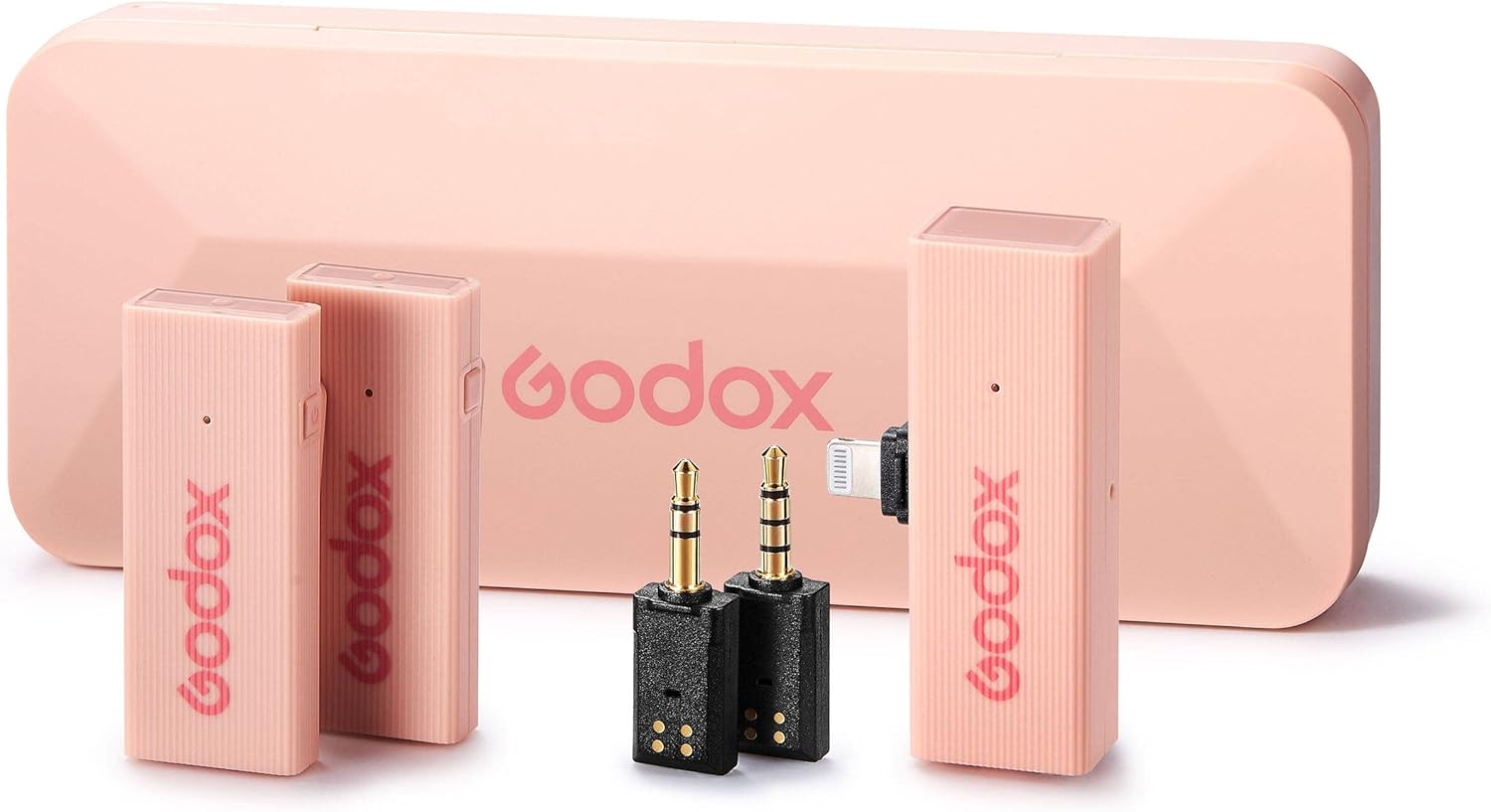 GODOX MoveLink Mini 2.4GHz Lightning Wireless Microphone Kit 2, Cherry Pink