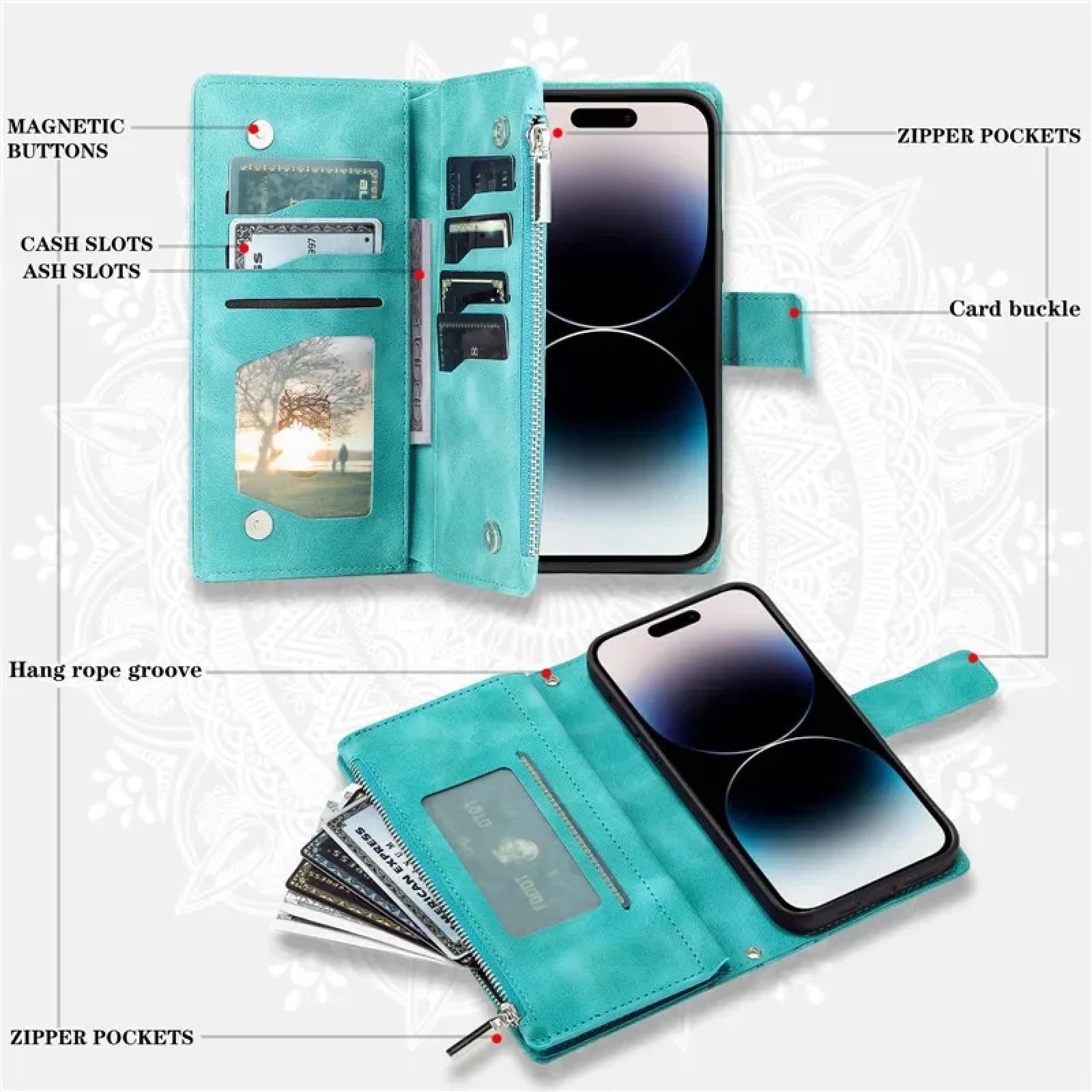 Do iPhone SE 2020 (2022) Etui Crossbody ze skóry z klapką, długi pasek na szyję, portfel na kartę, etui na telefon (do iPhone SE 2020 (2022)/różowy)
