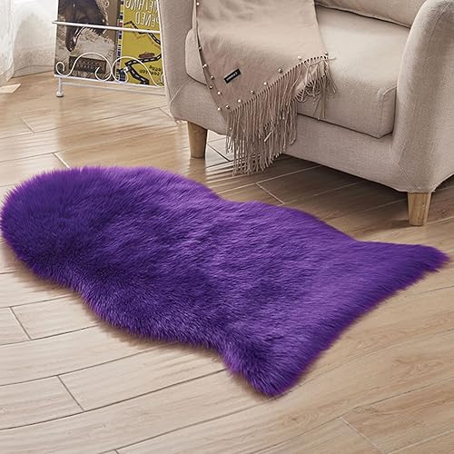 Miniatura 5 de Alfombra suave y esponjosa de forma rectangular sintética, alfombra de piel burdeos, funda de sofá, cojín de asiento, alfombra peluda junto a