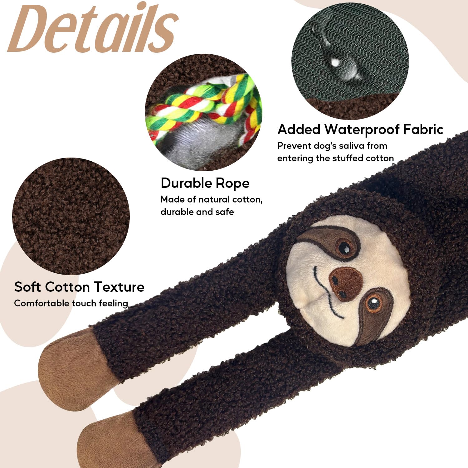 Hundespielzeug Small Dogs - Durable Puppy Toy Chew Toy Dog Toy Plush Cuddly Toy Dog Toys Intelligence (Sloth B) - Image 3