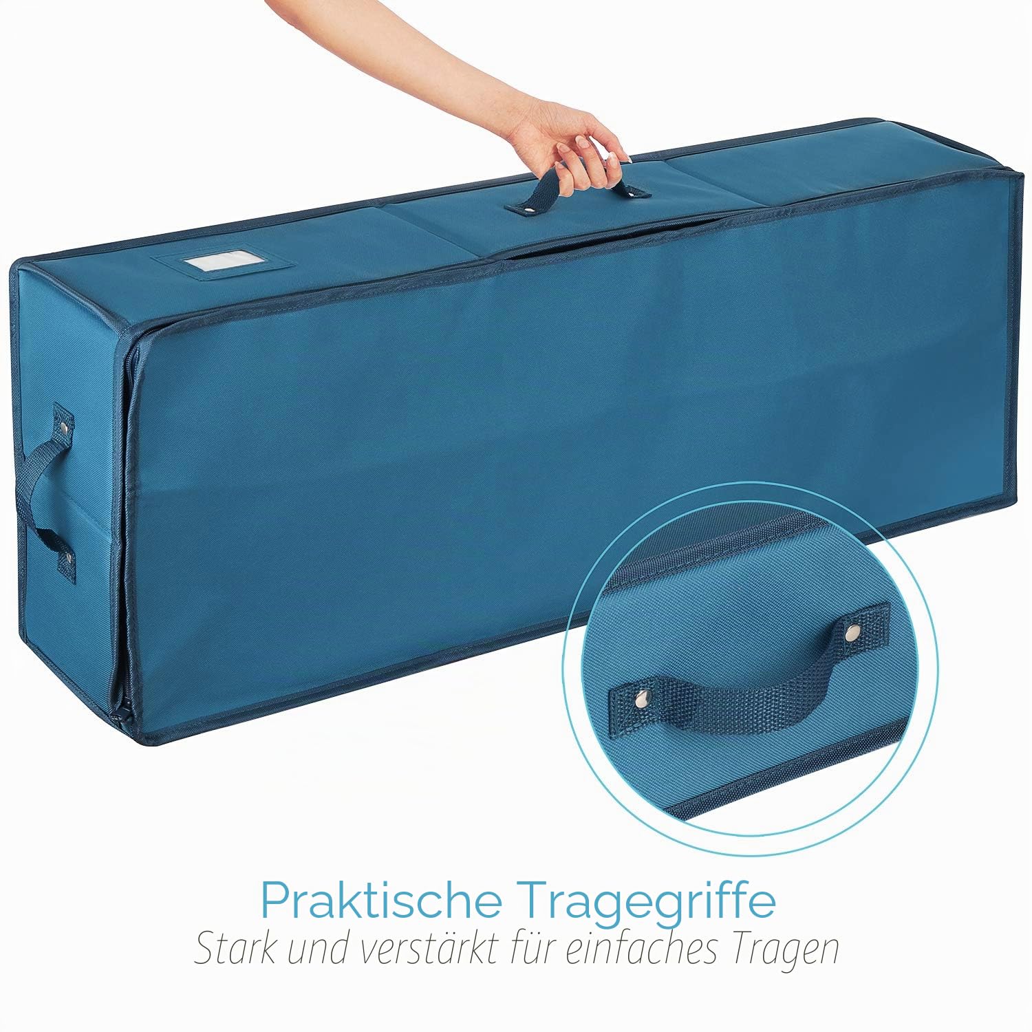 Hearth & Harbor Luxus Weihnachten Organizer Geschenkpapier Rollen Bettbehälter Aufbewahrungsbox für Urlaub Zubehör 600D Oxford Polyester Gewebe Medium stahlblau