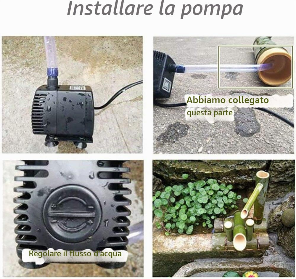 Kit Fontana Di Bambù Fontana Di Bambù Solare Fontana Da Giardino Giapponese Cascata Beccuccio Per Fontana All'aperto 100% Fatto A Mano,Length25cm