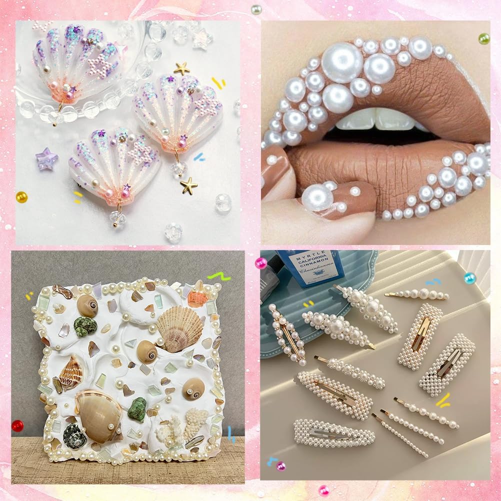 2064 Pcs Pearls for Crafts, Self Adhesive Pearl Stickers 4 Colors 12 Sheets Hair Pearl Stick On for Craft Making - Image 4