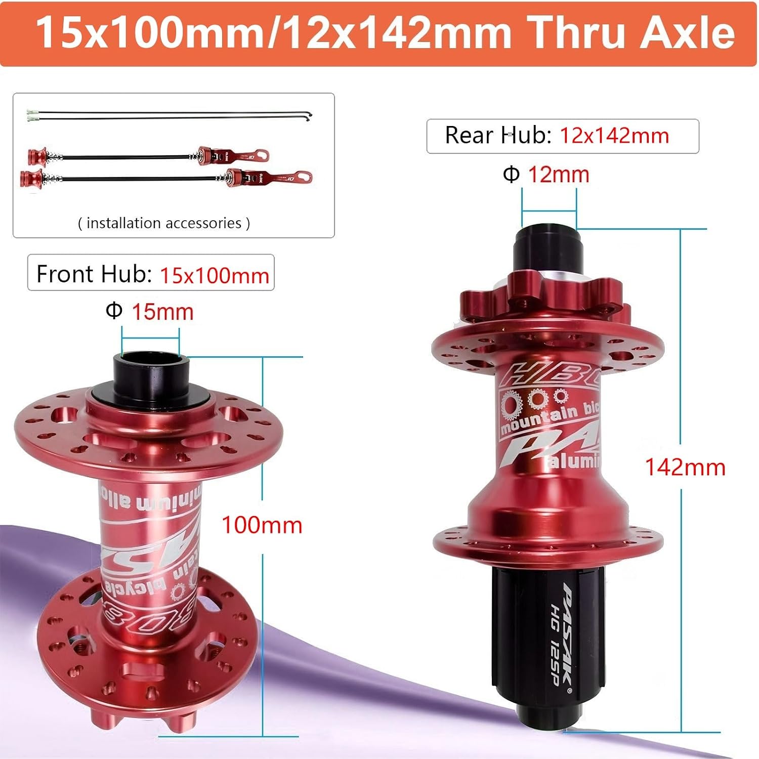AuroraXQ 26/27.5/29 Inch Mountain Bike Wheel Set 9x100mm(QR) 15x100mm / 20x110mm(Thru Axle) Aluminum Alloy Double-Wall Rim for 1.5"-2.8" Tires(15x100mm/12x142mm,29 inch)
