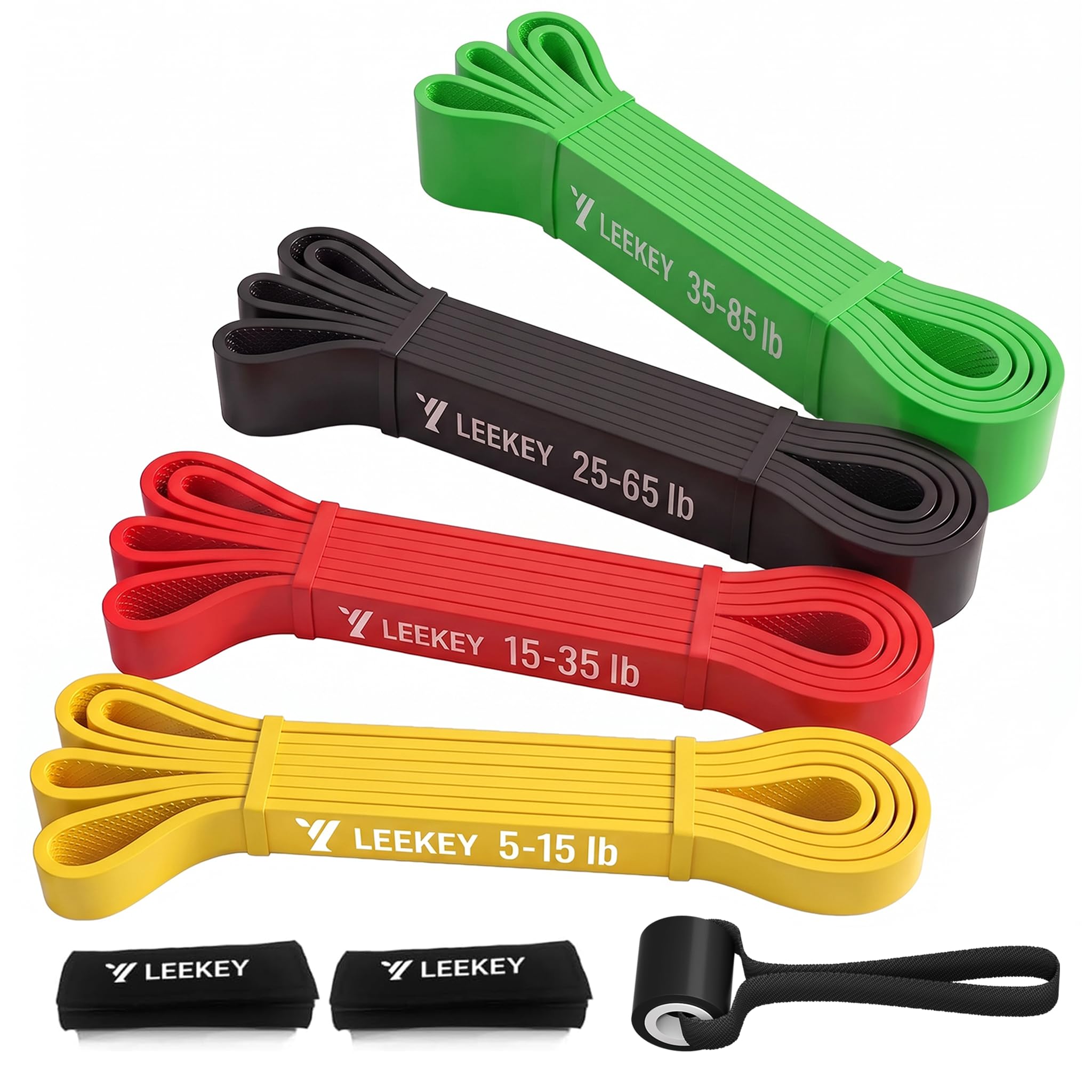 LEEKEY Bandas de resistencia, bandas de ejercicio, bandas de asistencia para dominadas, juego de bandas de entrenamiento, bandas de movilidad para hombres y mujeres, entrenamiento de fitness, terapia